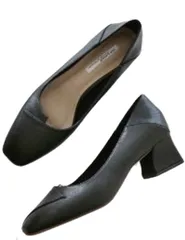 [NOVUS VENTUS] ローヒール パンプス 太 チャンキー スクエアトゥ レディース 歩きやすい 女性 オールシーズン 無地 カジュアル フォーマル 靴 黒 くろ black 23cm 結婚式 葬式 幅広 ワイド ブー [ブラック] [24.0 cm]