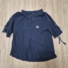 miu miu 半袖 フリルシャツ ブラウス ブラック 38 Mサイズ MIU MIU - MIUMIU ミュウミュウ シャツ ブラウス ブラック