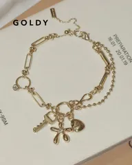GOLDY ゴールディ カラー グリント フラワー チャーム ブレスレット アクセサリー 4250403