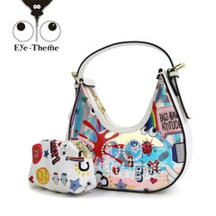 EYE THEME アイテーマ クリア ハンドバッグ ET2780 レディース バッグ ショルダーバッグ クリア プリント ポーチ付き PVC バッグ かわいい おしゃれ 大人 透明 2way 個性的 総柄