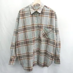 ◇ ⊇ Alma Design アルマデザイン チェック柄 長袖 シャツ サイズL グレー ブラウン レディース E  【1501160042002】