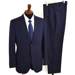 Jプレス 段返り 3つボタン シングルスーツ M A5 ダークネイビー グレンチェック ノータック J.PRESS SR-OV-YM-0220 夏物 春夏  5XH031 【送料無料】【中古】【メンズビジネス】202508