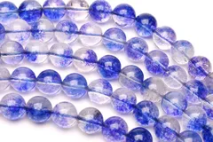 クラック水晶 ブルーパープル 6mm １連（約３８ｃｍ） パワーストーン 天然石 _R5944-6