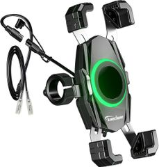 【Kaedear公式(カエディア)】バイク スマホホルダー バイク用スマホホルダー 携帯ホルダー 充電 QI USB ワイヤレス充電  携帯 スマホ ホルダー iphone 原付 オートバイ 振動吸収マウント対応 クイックホールド手裏剣 KDR-M22AP