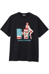 HYSTERIC GLAMOUR ヒステリックグラマー 02251CT23 HYSTERIC TELEVISION Tシャツ BLACK 正規通販 メンズ