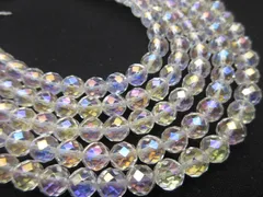 【お買い得】/【64面カット】/【レインボーオーラ水晶】/size(8㎜)/1set(20玉)/癒しと浄化/776t4