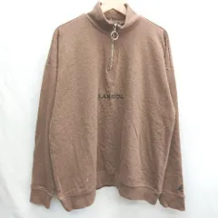 ◇ ⊇ KANGOL カンゴール ブランドロゴ刺繍 ハーフジップ 長袖 トレーナー サイズF ブラウン レディース E  【1502060024013】