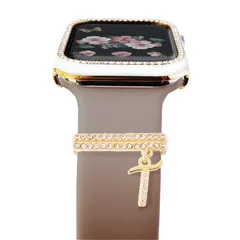 [Lib?rez-moi] アップルウォッチ用 イニシャル チャーム ラインストーン キラキラ ゴールド おしゃれ アクセサリー レディース モデル ネーム しりこん 38mm 40mm 42mm 44mm 45mm (T) [T]