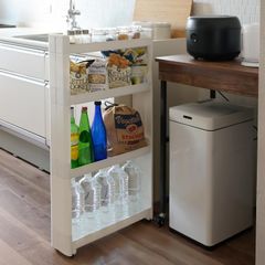 キッチンワゴン バタフライ拡張テーブル 高さ80タイプ 大理石柄