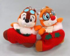 [중고] 봉제인형 칩 & 데일 봉제인형 배지 세트 [크리스마스 판타지 2007] 도쿄 디즈니랜드 한정