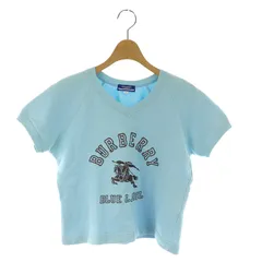 バーバリーブルーレーベル BURBERRY BLUE LABEL ロゴ ストーン 半袖スウェット カットソー Vネック M 水色 ライトブルー /MY ■OS