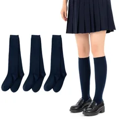 ハイソックス レディース 綿 靴下 無地 通気性 22-24.5cm [Senteria] ひざ下 スクールソックス 保温 防寒 四季適用 通勤 通学 旅行 cosplayや制服用