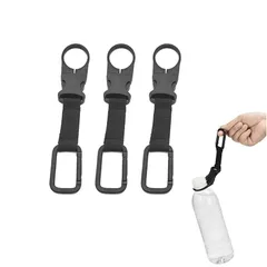 【Bookwarm】ペットボトルホルダー カラビナ付き 3個セット ドリンク ホルダー アウトドア 登山 キャンプ ハイキング 旅行 水分補給 ?量 携帯便利 ，使え簡単 (黒3) 1