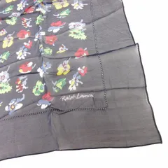 ラルフローレン RALPH LAUREN スカーフ 大判 透け感 シルク 花柄 フラワー 総柄 紺 ネイビー 小物