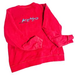 【超希少】80s 90s OLD KENZO JEANS Y2K ロゴ刺繍 クルーネック スウェット フリーサイズ ビンテージ【FU000015】