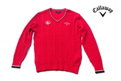 [Used] Callaway V-neck Cable Knit BRIGHTON HERE WE COME! Men's Golf Wear M