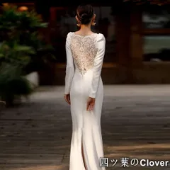 【美品・未使用新品】上質素材ウェディングロングドレス　美しい刺繍とシルエット結婚式用