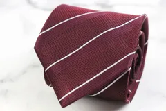 タカキュー ブランド ネクタイ ストライプ柄 シルク メンズ ブラウン TAKA Q 【中古】