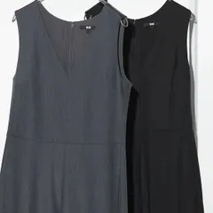 UNIQLO ユニクロ ジャンプスーツ Vネック ノースリーブ オールインワン ブラック グレー S M L