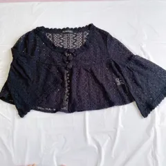 A314　ナイスクラップ 黒 レース編み 羽織り　秋