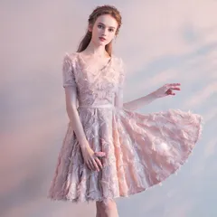 人気　ドレス　ワンピース　ピンク　Mサイズ／Lサイズ　キャバ嬢　結婚式　お呼ばれ