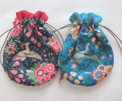 ◆matibari◆ハンドメイドリバティ まん丸巾着◆ダンテズパラダイス