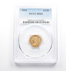 MS63 1913 $2.50 インディアンヘッドゴールドクォーターイーグル PCGS 