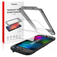 TRANSNOVO【3枚+専用ガイド枠付き】Switch 2対応保護画面ガラスフィルム 2025 ニンテンドースイッチ2用 強化ガラス 9H硬度 高感度タッチ 迅速な対応貼り付けガイド付き 気泡・キズ防止 高耐久 撥水撥油 (高透過率, 3枚)