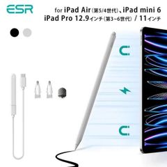 国内正規品 ESR iPadシリーズ マグネット充電対応 デジタルペンシル プロ タッチペン アクティブ 静電式 ふたつのペン先搭載 ES26440 ES26441