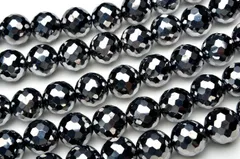 高純度テラヘルツ鉱石 32面カット 4mm １連（約３８cm） パワーストーン 天然石 _R5081-4