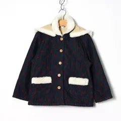 ブランシェス フード付きコート ジャンパー ファー付き アウター キッズ 女の子用 120サイズ ネイビー BRANSHES 【中古】