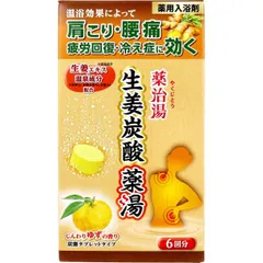 薬用入浴剤 薬治湯 生姜炭酸薬湯 炭酸タブレットタイプ じんわりゆずの香り 50g×6錠入
