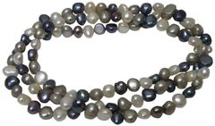 【在庫処分】[PearlChips+M] 淡水パールネックレス マルチ 全長80cm バロック型フラット エンドレス １本