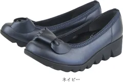 パンプス 痛くない 歩きやすい ヒール 黒 レディース 靴 ウエッジ ソール 美脚 厚底 ラウンドトゥ 仕事 コンフォート シューズ ファーストコンタクト nc39050 ネイビー（）  22.0cm