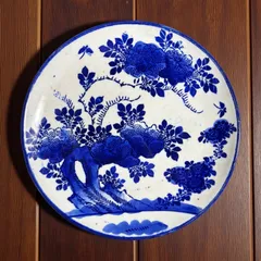 古伊万里 青花 大皿 染付 丸皿 平皿 取り皿 盛り皿 飾り皿 和食器 時代物 骨董品 アンティーク