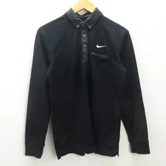 G■ナイキ/NIKE GOLF 長袖ドライポロシャツ/ゴルフウェア【M】黒/men's/44【中古】■