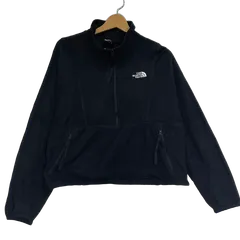 THE NORTH FACE WOMEN'S/ザノースフェイス ウーマンズ ハーフジップフリースジャケット レディース ライトアウター ドローコード ワンポイント刺繡 JORDAN製 メンズ L ブラック