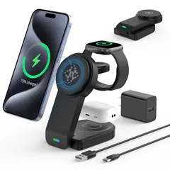GLILAVOX【新登場】3in1ワイヤレス充電器 マグネット式 折畳み Compatible with iPhone17 Air/17 Pro/17 Pro Max/17/16/15/14/13/12/Pro/Pro Max/Plus/apple wat 0