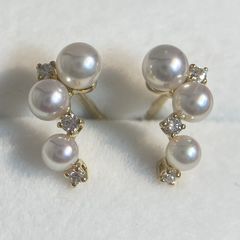 MIKIMOTO　パール＆ダイアモンドピアス　K18