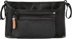 KASSAI ベビーカーバッグ 多収納 軽量180g 取り外しポケット フック不要(ブラック)