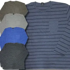 大きいサイズ メンズ 長袖 ロング Tシャツ 胸ポケット付き ボーダー柄 ロンT 無地 / bia486