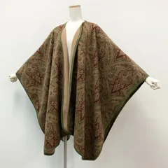 12f11 《美品》 ETRO エトロ ペイズリー柄 ケープコート ポンチョ ガウンコート ブラウン系 ウール レディースのサムネイル
