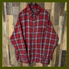 M レッド チェック ボタンダウン 長袖 シャツ ネルシャツ メンズ  古着