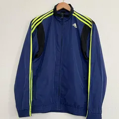 (^w^)b adidas アディダス Climalite クライマライト ウィンドブレーカー 長袖 ジャンパー ネイビー 紺 黄緑 スポーツ トレーニング アウトドア ジム 羽織り メッシュ ジップアップ カジュアル ブランド ポリエステル メンズ L