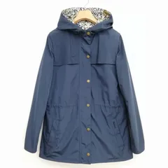 バブアー Barbour william morris リバーシブル ナイロン フーデット コート ジャケット UK8 ネイビーのサムネイル