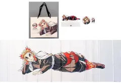 鬼滅の刃 コミケ 寝そべり イラスト 煉獄杏寿郎 缶バッジ　チェキ風ブロマイド 鬼滅の刃 コミケ 寝そべり イラスト 煉獄杏寿郎 缶バッジ チェキ風