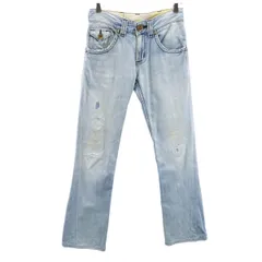 EDWIN エドウィン 日本製 ブルートリップ ヴィンテージ加工 フレアデニムパンツ W26 アイスブルー ジーンズ レディース 古着