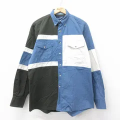 L/古着 ラングラー 長袖 ウエスタン シャツ メンズ 00s マルチカラー コットン ボタンダウン 薄紺他 ネイビー 25jun11 中古 トップス