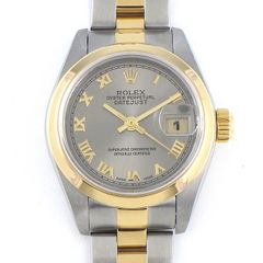 ロレックス Rolex 腕時計 デイトジャスト 26mm 79163 Y番 2002年製 ローマンインデックス サンレイ グレー文字盤 K18YG SS 自動巻き 【OH済み】 【箱・保付き】 【中古】