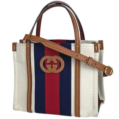 グッチ GUCCI インターロッキングG トートバッグ シェリーライン ウェブ ミニ 2WAY ショルダーバッグ トートバッグ キャンバス ベージュ ブラウン 727735 レディース 【中古】